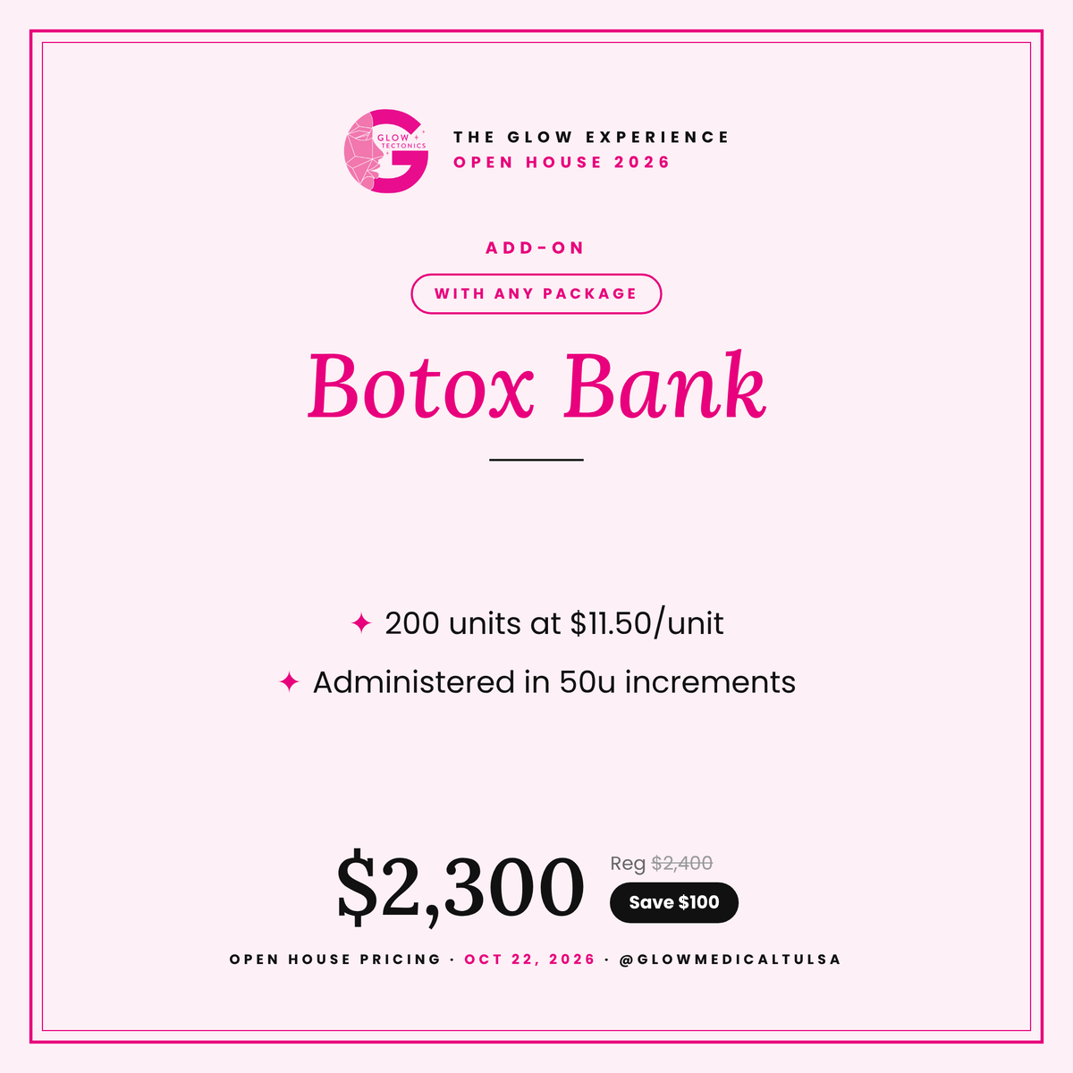 Botox Bank- Bank your Botox. Lock in the savings all year.